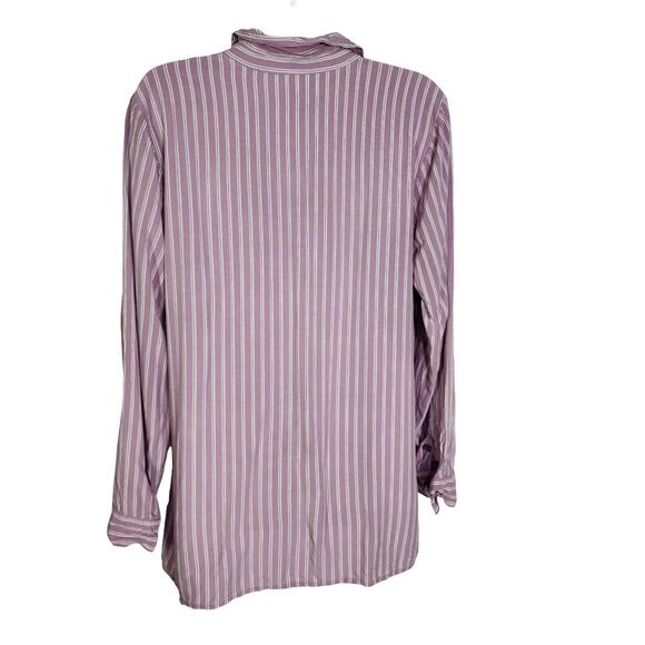 J Jill Womens Top Blouse Medium Purple Striped Long Sleeve Button Shirt Viscose - Picture 2 of 9